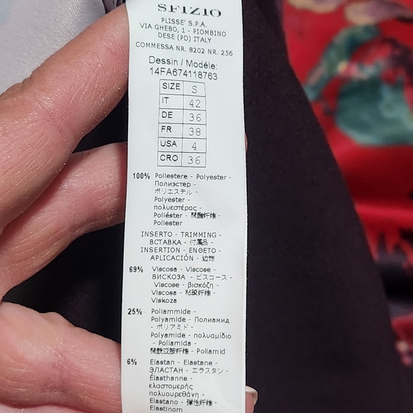 SFIZIO Floral Dress Womens Small Red Italian Designer NWT - Picture 10 of 15